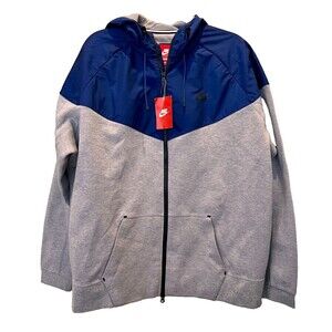 NIKE tech fleece Windrunner hoodie Size XXL GRAY BLUE Full Zip Up NEW 2XL NWT